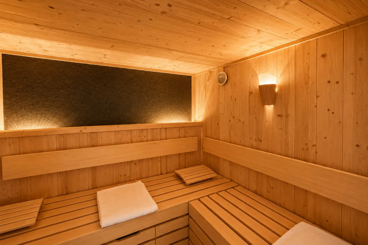 Sauna mit Liegebank und indirekter Beleuchtung – Logierhof Goslar Wohnung 1 in Goslar