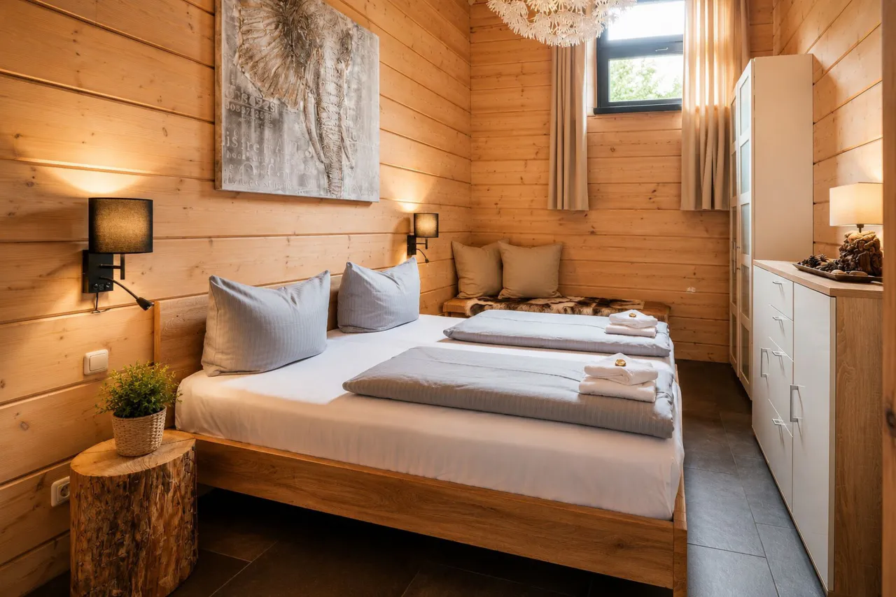 Bett mit Fensterbank – Chalet Bocksberg in Hahnenklee